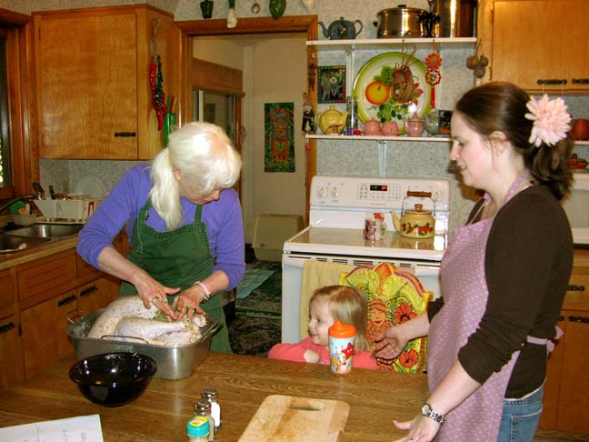 Cooking our Thanksgiving dinner.©Susan Shie 2006.